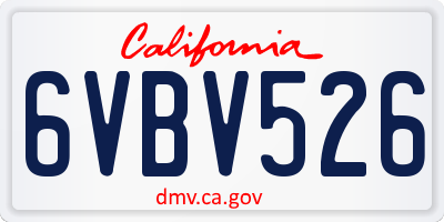 CA license plate 6VBV526