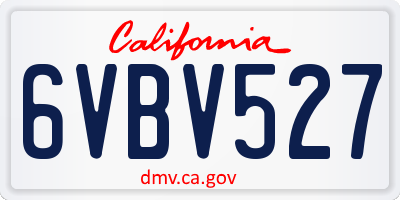CA license plate 6VBV527