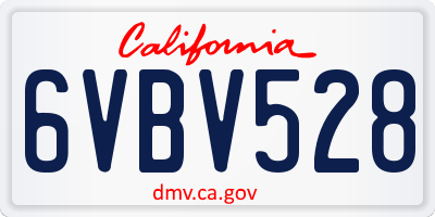 CA license plate 6VBV528