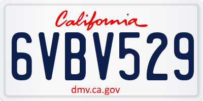 CA license plate 6VBV529