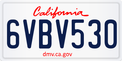 CA license plate 6VBV530