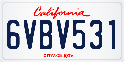 CA license plate 6VBV531