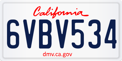 CA license plate 6VBV534