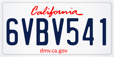 CA license plate 6VBV541