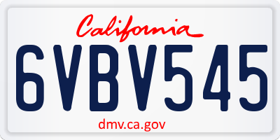 CA license plate 6VBV545