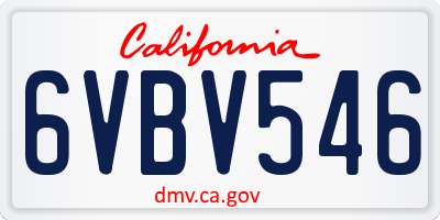 CA license plate 6VBV546