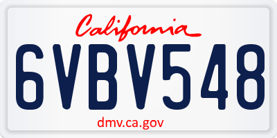CA license plate 6VBV548