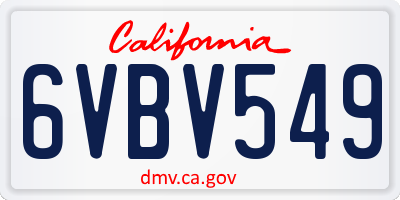 CA license plate 6VBV549