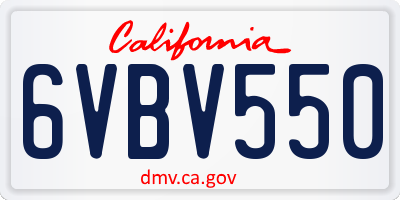 CA license plate 6VBV550