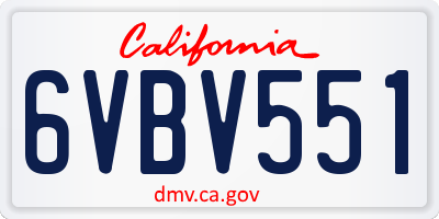 CA license plate 6VBV551