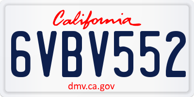 CA license plate 6VBV552