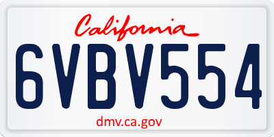 CA license plate 6VBV554