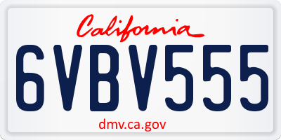 CA license plate 6VBV555