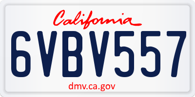 CA license plate 6VBV557