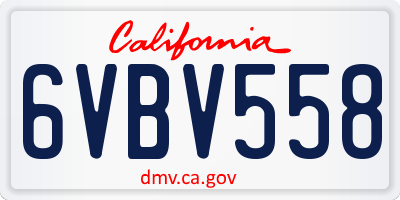 CA license plate 6VBV558