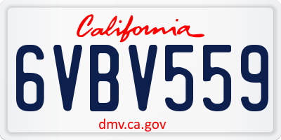 CA license plate 6VBV559
