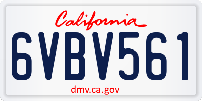 CA license plate 6VBV561