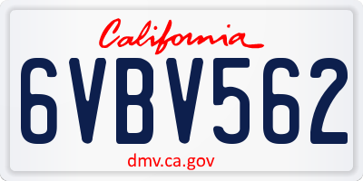 CA license plate 6VBV562