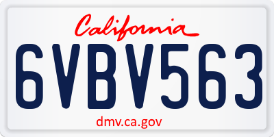 CA license plate 6VBV563