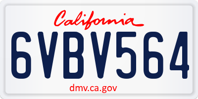 CA license plate 6VBV564
