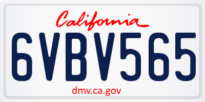 CA license plate 6VBV565