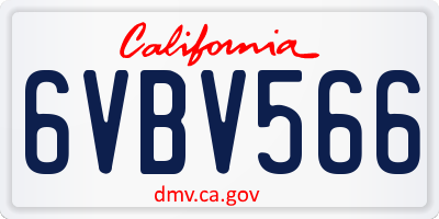 CA license plate 6VBV566