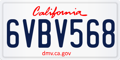 CA license plate 6VBV568