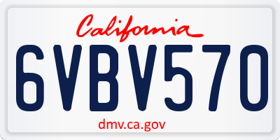 CA license plate 6VBV570