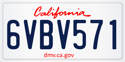 CA license plate 6VBV571