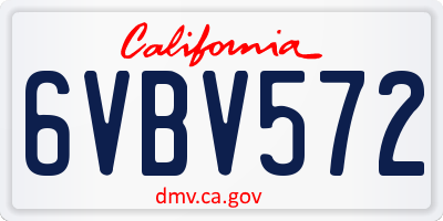 CA license plate 6VBV572