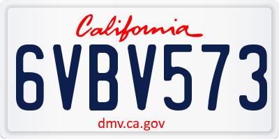 CA license plate 6VBV573