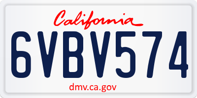 CA license plate 6VBV574