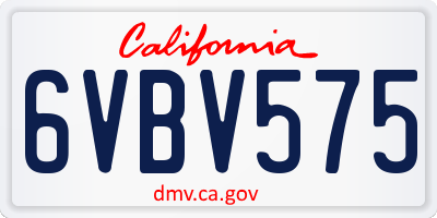 CA license plate 6VBV575