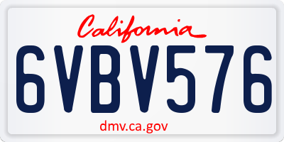CA license plate 6VBV576
