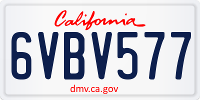 CA license plate 6VBV577