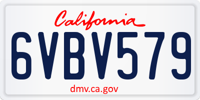 CA license plate 6VBV579