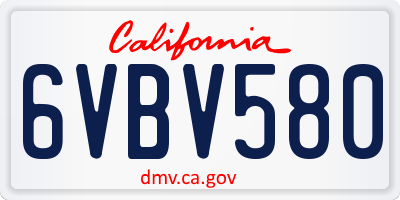 CA license plate 6VBV580