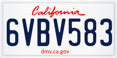 CA license plate 6VBV583