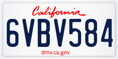 CA license plate 6VBV584