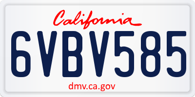 CA license plate 6VBV585