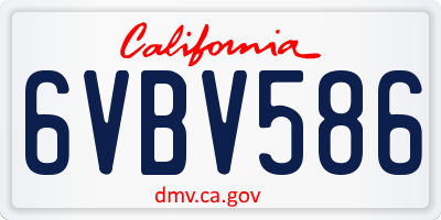 CA license plate 6VBV586