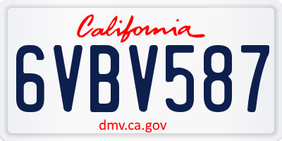 CA license plate 6VBV587