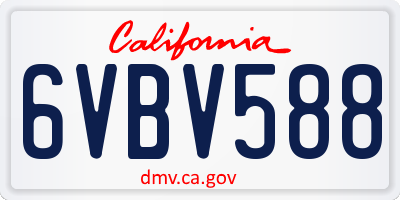 CA license plate 6VBV588