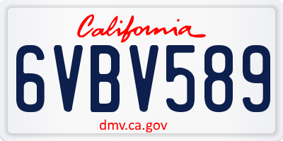 CA license plate 6VBV589