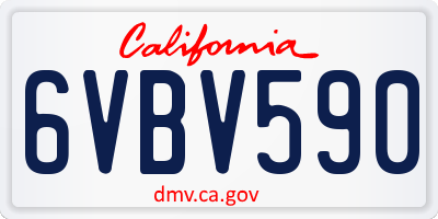 CA license plate 6VBV590