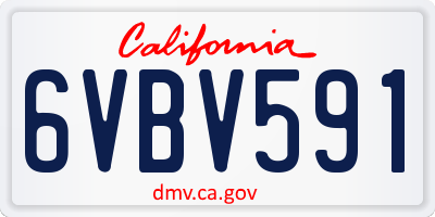 CA license plate 6VBV591
