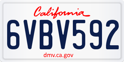 CA license plate 6VBV592