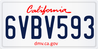 CA license plate 6VBV593