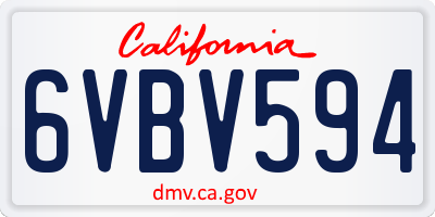 CA license plate 6VBV594