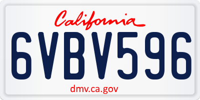 CA license plate 6VBV596